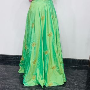 Custom-Stitched Fluorescent Green Festive Skirt 💚