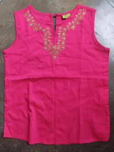 Pink Embroidered Tunic Top