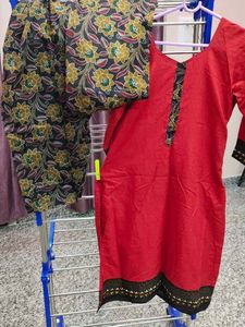Red & Black Batik Print Two-Piece Set