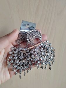 Statement Silver Oxidized Earrings