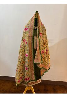 Olive Green Salwar Suit with Phulkari Dupatta