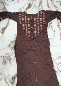 Brown Embroidered Kurta