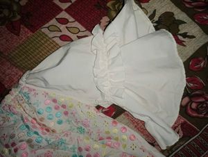 White Embroidered Half Shoulder Top