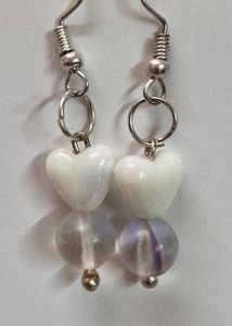 Heart &amp; Pearl Drop Earrings