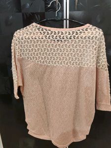 Peach Lace Detail Top