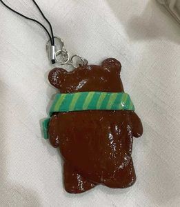 Cozy Brown Bear 🐻 💚 Keychain