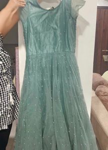 Elegant Sage Green Embellished Formal Dress