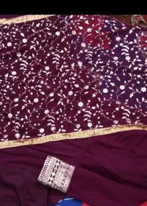 New/Unused Heavy Flared Embroidered Gown Set