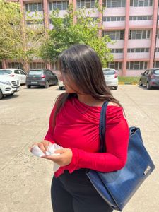 Red Off-Shoulder Sleeve Top