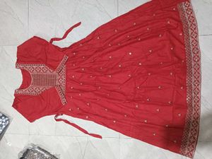 Red Embroidered Anarkali