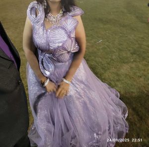 Sparkling Lavender Heavy Evening Gown