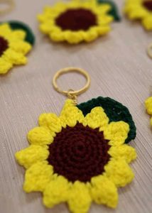 Crochet Sunflower Keychain 🌻