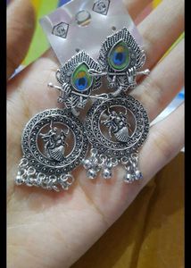 Peacock Krishna Earrings