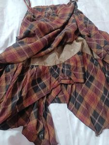 Sleeveless Checked Flared Dress