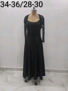 Satin Gown with Lace Shrug