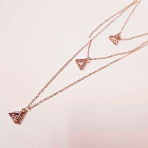 Triple Triangle Rose Gold Necklace