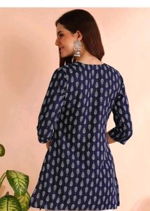 Elegant Navy Blue Printed Kurta