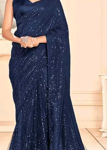 Navy Sequin Saree