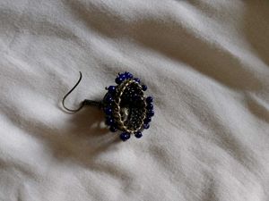 Jhumka Earrings - Silver &amp; Blue