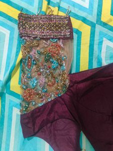 Designer Hand Embroidery Back Open Blouse