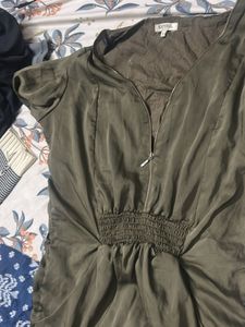 Olive Green Zipper Mini Dress