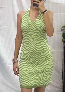 Green Wavy Halter Dress