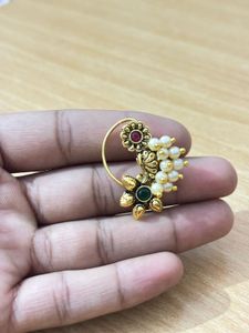 Marathi Gold & Pearl Nose Ring