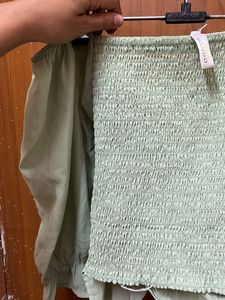 Sage Green Ruched Long Sleeve Top