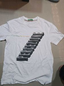 White Printed T-Shirt benetton