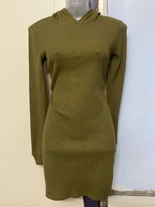 Forever21 Branded Olive Hoody Dress