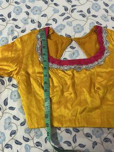 Yellow Readymade Saree Blouse