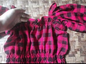 Red Plaid Flannel Crop Top