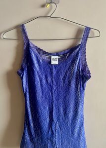 Blue Lace Trim Tank Top