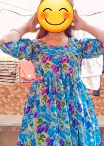Multi Color Gol Kurti Plazo Set