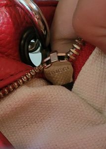 Gucci Bamboo Red Leather Handbag