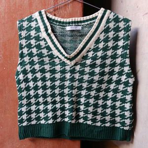 KOREAN Houndstooth Knit Vest