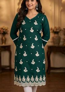 Elegant Teal Embroidered Kurti