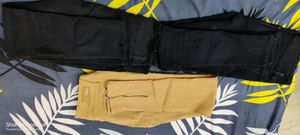 Special offer of Combo of 2 jeans: 1 black denim,waist-32 and 1 beige trouser,waist 30