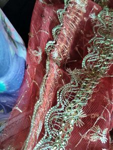 Red Embroidered Dupatta