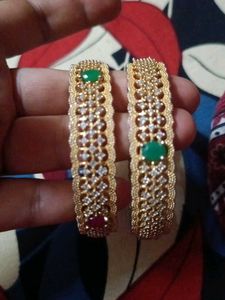 Gold Plated Ad Stone Bangles