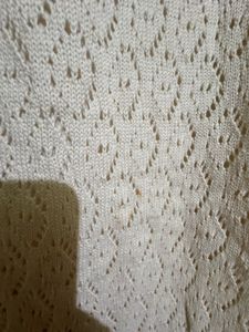 Elegant Off-White Crochet Knit Sleeveless Dress