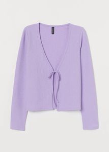 H&M Lilac Ribbed Tie-Front Cardigan
