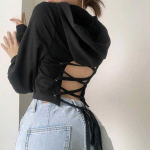 Cut Out Crop Hooded Top
