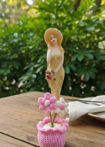 Lady Figurine & Flower Pot