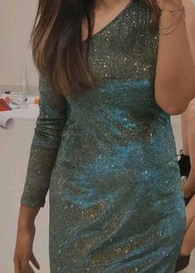 Gold Tone One-Shoulder Sheath Dress