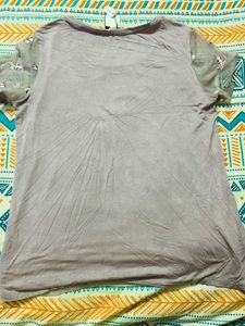 Women Floral Lavender Colour Cotton Top