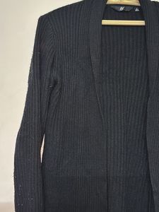 black woollen long shrug for women