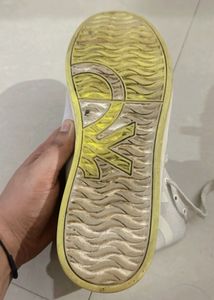 Benetton Men Off White Neon High Top Sneakers