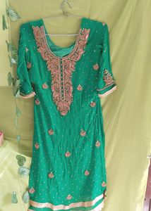 Heavy Party Wear Green Suit.
