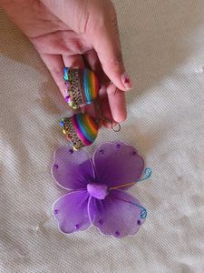 Rainbow Jhumka Earrings and hair accessory set